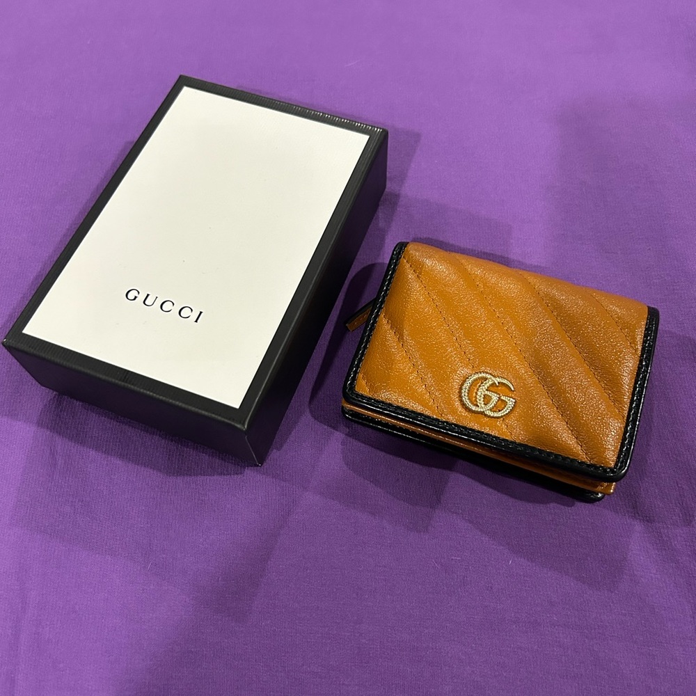 Gucci Wallet Card Case GG Marmont Leather Authentic